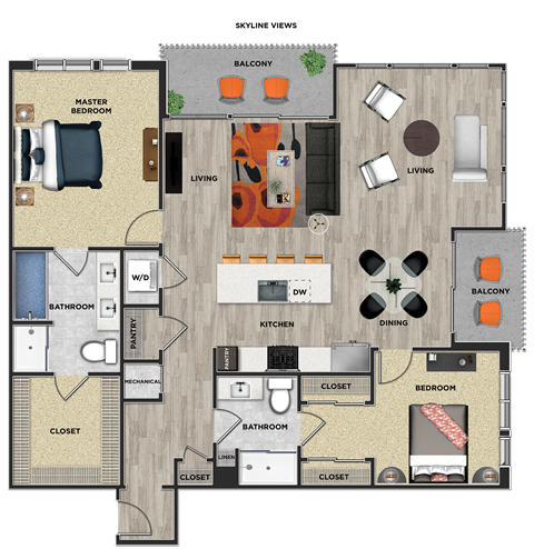 B4 Floor Plan at 675 N. Highland, Atlanta